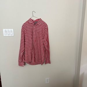 Ecko Untld. Red & white strip long sleeves plaid short